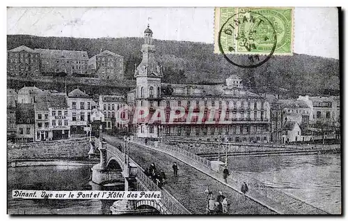 Belgie Belgique Dinant Ansichtskarte AK Vue sur le pont et l&#39hotel des Postes