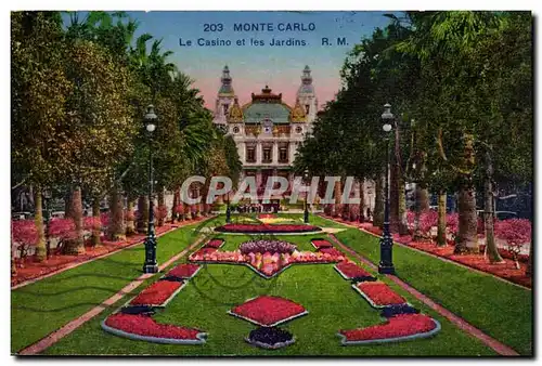 Monte CArlo Cartes postales le casino et les jardins Monaco