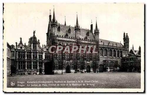 Belgie Belgique Brugge Ansichtskarte AK La justice de paix l&#39hotel de ville et la basilique du St Sang