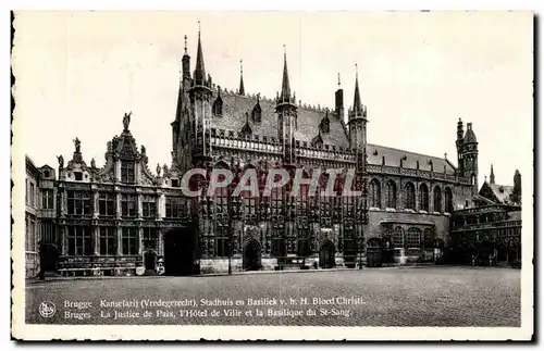 Belgie Belgique Brugge Cartes postales La justice de paix l&#39hotel de ville et la basilique du St Sang