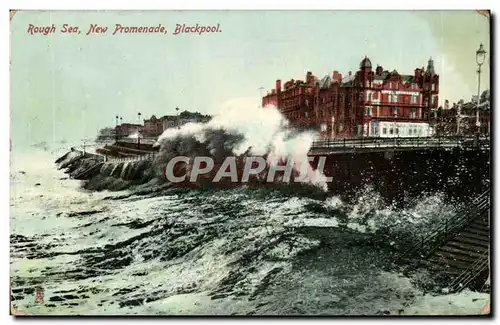 Grande Bretagne Rough Sea Cartes postales New promenade Blackpool