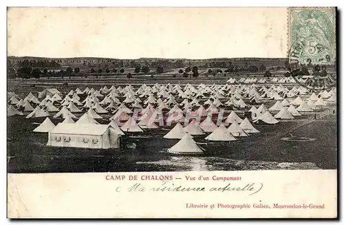 Cartes postales Camp de Chalons Vue d&#39un campement