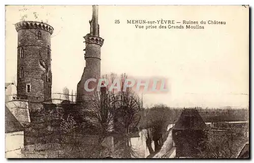 Mehun sur Yevre Ansichtskarte AK Ruines du chateau Vue prise des grands moulins