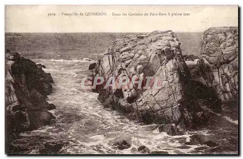 Presqu&#39ile de Quiberon Ansichtskarte AK DAns les couloirs de Port Bara a pleine mer