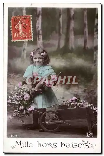 Cartes postales Fantaisie Enfant Mille bons baisers