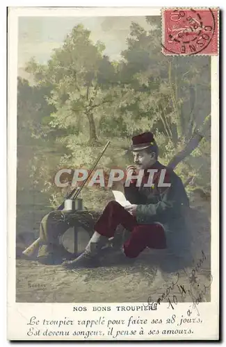 Cartes postales Fantaisie Nos bons troupiers (militaria soldat uniforme)