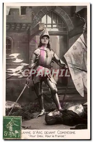 Ansichtskarte AK Fantaisie Jeanne d&#39arc devant Compiegne Pour Dieu pour la France !