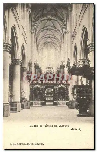Belgie Belgique Anvers Cartes postales La nef de l'eglise St Jacques