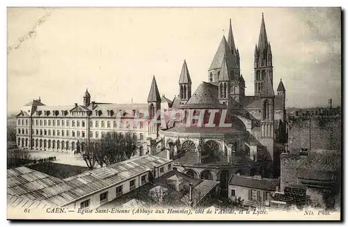 Caen Cartes postales Eglise Saint Etienne (abbaye aux hommes) cote de l&#39abside et le lycee