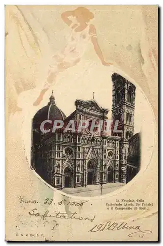 Italie Italie Firenze Ansichtskarte AK La FAcciata della Cattedrale e il campanile di Giotto (femme en relief)