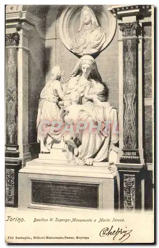 Italie Italia Torino Ansichtskarte AK Basilica di Superga Monumento a Maria Teresa