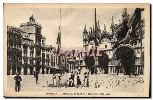 Italie Italia Venezia Cartes postales Chiesa S MArco e Torre dell Orologio