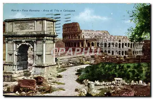 Italie Italia Roma Ansichtskarte AK Foro Romano Arco di Tito e Colosseo