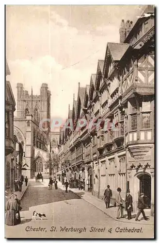 Grande Bretagne Chester St Werburg Street and cathedrale Cartes postales