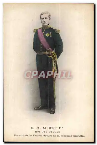 Cartes postales SM Le roi Albert 1er Roi des Belges Un ami de la France decore de la medaille militaire