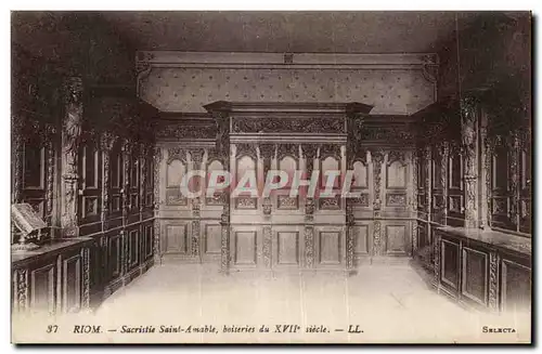 Puy de Dome- Riom- Sacristie Saint-amable-baiseries du XVII siecle -Cartes postales