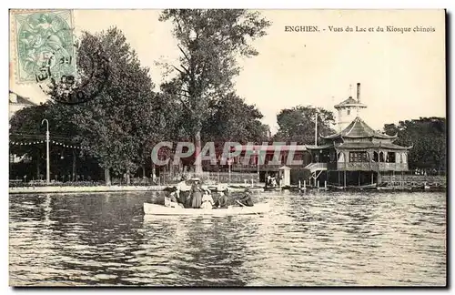 Val d'Oise- Enghien-les-Bains- VUes du Lac et du Kiosque chinois-China- Bateau-Cartes postales