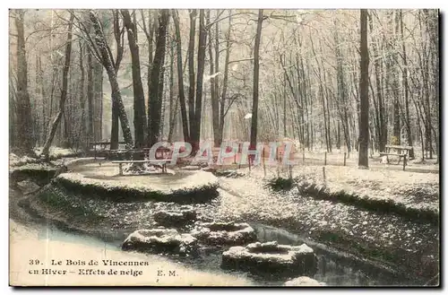 Paris (12) Le Bois de Vincennes en hiver- Effets de Neige-Cartes postales