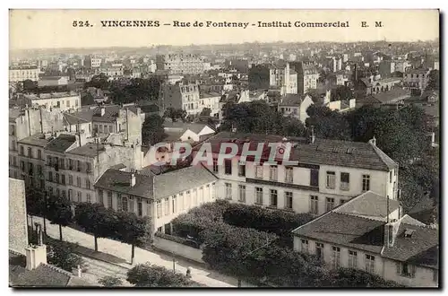 Vincennes- Rue de Fontenay- Institut Commercial-Cartes postales