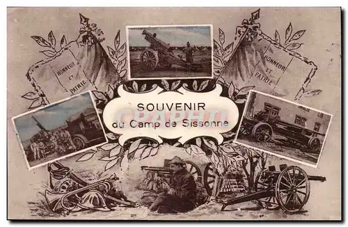 Sissonne - Souvenir du Camp de Sissonne - militaria - soldat - canon- Ansichtskarte AK