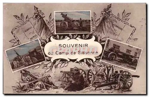 Sissonne - Souvenir du Camp de Sissonne - militaria - soldat - canon- Cartes postales