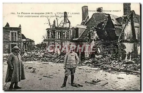 Cartes postales Chauny Ville entierement detruite par les sauvages (militaria)