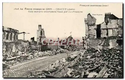 Cartes postales Chauny Ville martyre entierement rasee par les prussiens