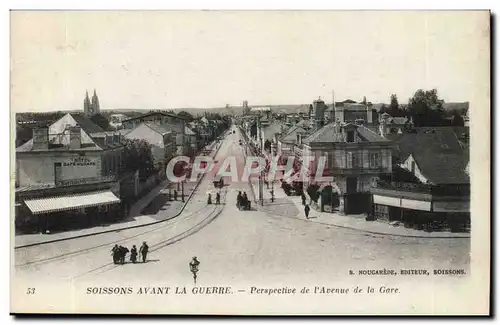 Soissons - Avant la Guerre - Perspective de l&#39Avenue de la Gare - Cartes postales