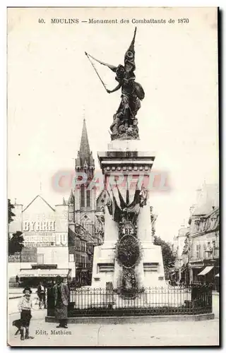 Moulins Cartes postales Monument des combattants de 1870