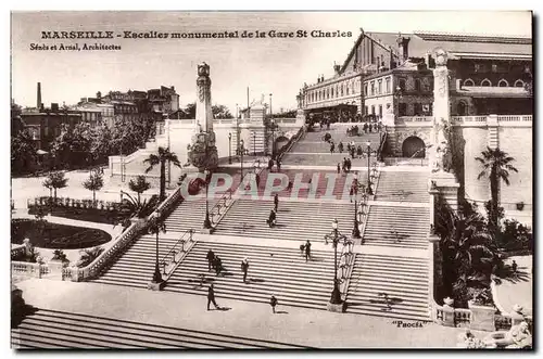 Marseille Cartes postales Escalier monumental de la Gare St Charles