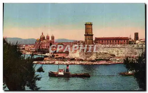 Marseille Cartes postales La cathedrale et le Fort Saint Jean