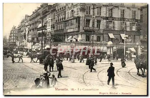 Marseille - La cannebiere cheval - Objets Funeraires - Cartes postales