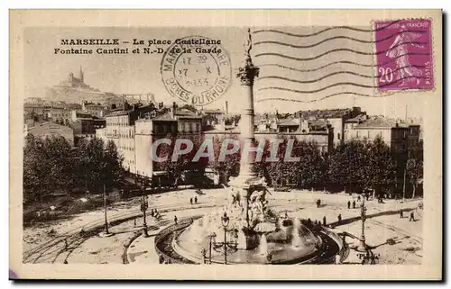 Marseille - La Place Castellane - Fontaine Cantini et Notre Dame de la Garde - Ansichtskarte AK