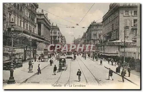 Marseille - Le Cannebiere - tramway - Bourse Cafe - Ansichtskarte AK