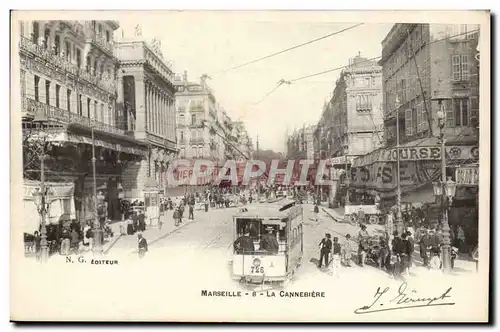 Marseille - La Cannebiere - tramway - Bourse Cafe - Ansichtskarte AK