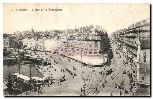 Marseille - La Rue de la Republique - bateau - tramway - Cartes postales