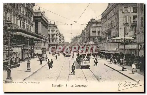 Marseille - La Cannebiere - Bourse Cafe - tramway - Ansichtskarte AK