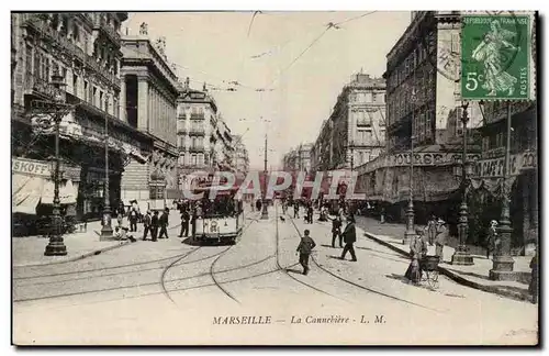 Marseille - La Cannebiere - Bourse Cafe - tramway - Ansichtskarte AK