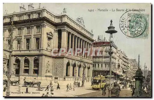 Marseille - La Bourse rt la Cannebiere - tramway - Cartes postales