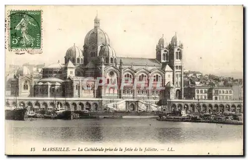 Marseille - La Cathedrale prise de la Jetee de la Joliette - Ansichtskarte AK