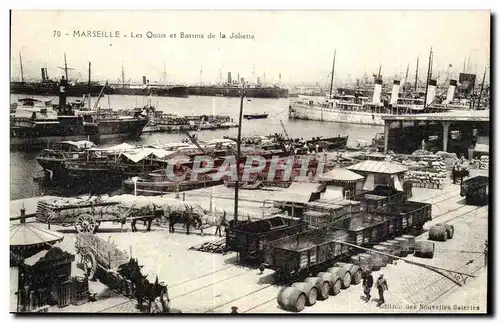 Marseille - Les Quais et les Bassins de la Joliette - tonnau - bateau - Cartes postales