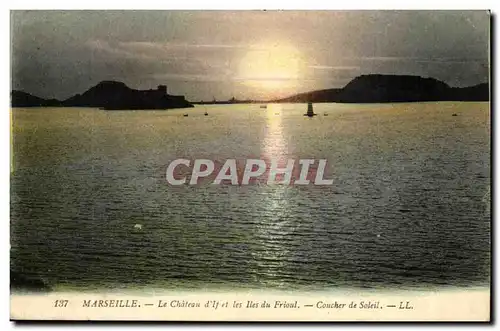 Marseille - Le Chateau d&#39If et les iles du Frioul - Coucher du Soleil - Cartes postales