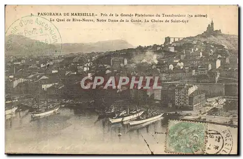 Marseille - Prise de la Grande Plateforme de Transbordeur - Le Quai de Rive Neuve - Notre Dame de Ga