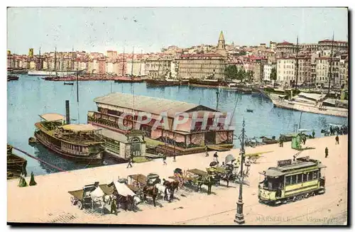 Marseille - tramway - bateau - ilustration - Ansichtskarte AK