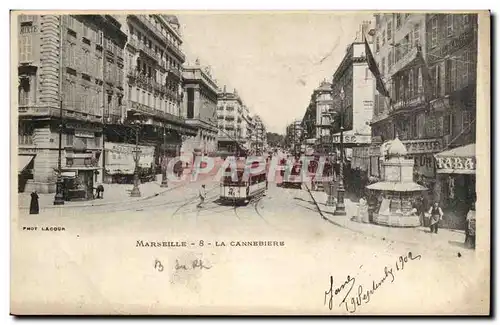 Marseille - la cannebiere - Coiffeur - tramway - Cartes postales