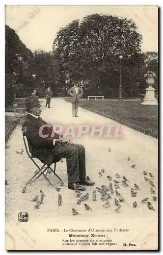 Cartes postales Paris Charmeur d'oiseaux aux Tuileries Louvre Monsieur Ernest ! TOP Folklore Petits Metiers (