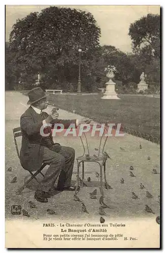 Cartes postales Paris Charmeur d'oiseaux aux Tuileries Louvre Le banquet d'amitie ! TOP Folklore Petits Me
