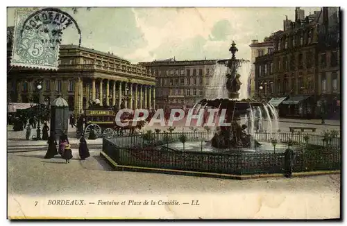 Bordeaux - Fontaine et Place de la Comedie - Cartes postales