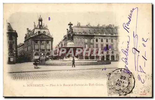 Bordeaux - Place de la Bourse La et Fontaine des Trois Grace - Ansichtskarte AK