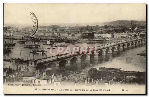 Bordeaux - Le Pont de Pierre vu de la Tour St Michel - Ansichtskarte AK